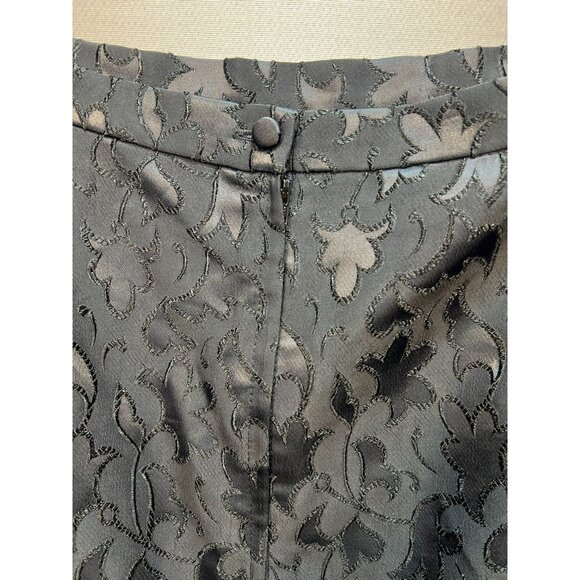 Perliza Women's A Line Formal Skirt 12 Lightweight Flat Front Black Floral Print - Picture 13 of 13